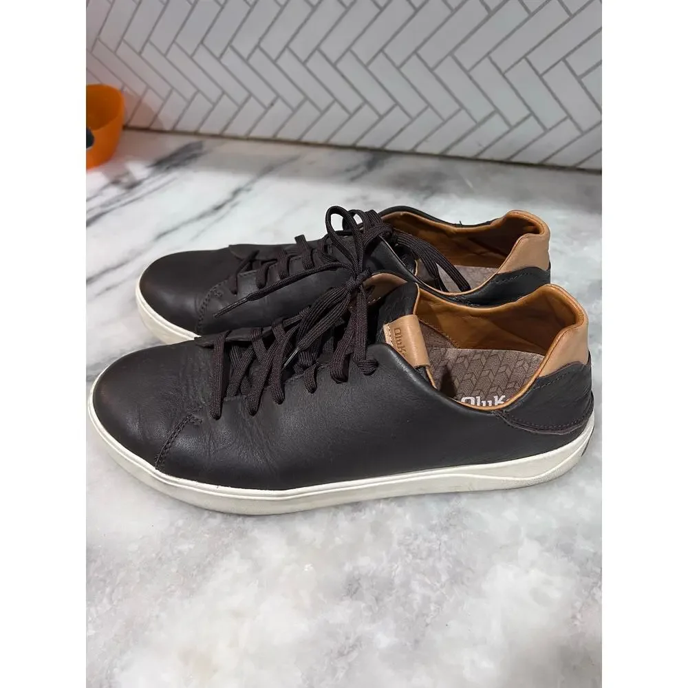 Olukai Laeahi LII Leather Sneakers Men’11 Brown Lace Up Casual Shoes 10455-4848 - Picture 10 of 10